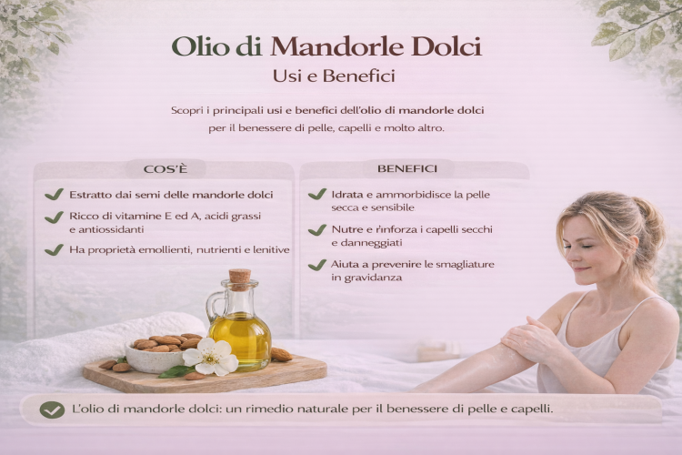 Olio di mandorle dolci: proprietà, usi e benefici
